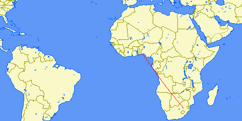 flight path between Lagos and Johannesburg